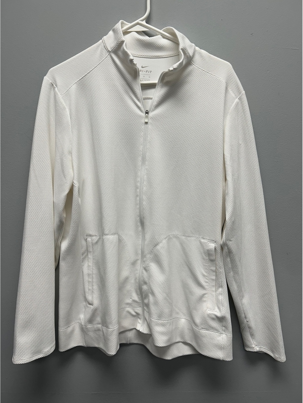 Nike Dri-FIT White Textured Full-Zip Jacket